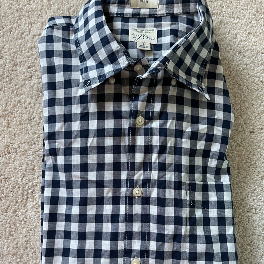 J. Crew Organic cotton button down, navy blue